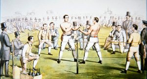 Meisterschaftskampf zwischen Tom Sayers und John Heenan in Farnborough, England am 17. April von American School