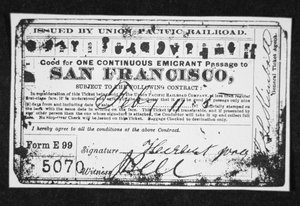 Billiges Auswandererbahnticket, ca. 1870 von American School