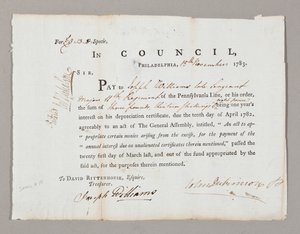 Scheck über drei Pfund und dreizehn Schilling an Joseph Williams, 13. November 1783