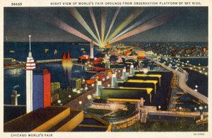Weltausstellung in Chicago, Nachtansicht von der Aussichtsplattform des Sky Ridge von American School