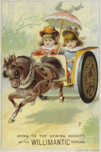 Kinder reisen schnell in Pferdekutsche von American School