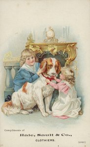 Kinder spielen mit großem Hund von American School