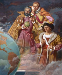 Christopher Columbus, Ferdinand Magellan und Vasco de Gama, ca. 1940 von American School