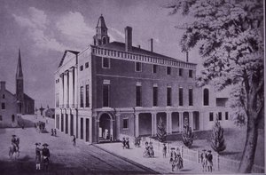 Rathaus, Wall Street, New York City im Jahr 1790 (Stich) von American School
