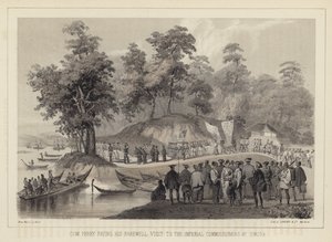 Commodore Perry verabschiedet sich von den kaiserlichen Kommissaren in Simoda, Japan