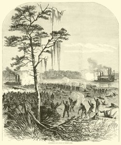 Konföderierter Landangriff auf Porters Flotte, April 1864 von American School