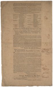 Verfassung, erster Druck, gedruckt von Dunlap & Claypoole, 17.-19. September 1787