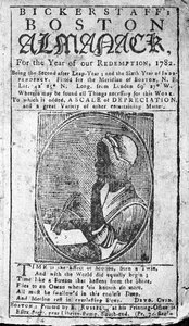 Titelblatt von Bickerstaffs Boston Almanack mit einem Porträt von Phillis Wheatley (1753-84), veröffentlicht 1782