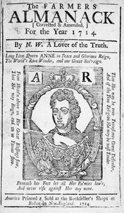 Titelseite des Farmers Almanack, veröffentlicht 1714 von American School