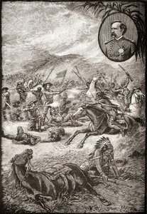 Tod von General George Armstrong Custer und Soldaten der 7. Kavallerie in der Schlacht am Little Big Horn, 25. Juni 1876