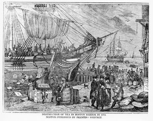 Zerstörung des Tees im Hafen von Boston 1773