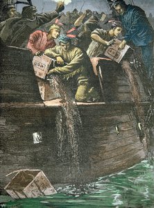 Zerstörung der Teeladungen, bekannt als die Boston Tea Party