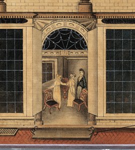 Detail des Ladens und Lagerhauses von Duncan Phyfe in der Fulton Street in New York City von American School