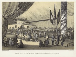 Abendessen für die japanischen Kommissare an Bord der USS Powhatan