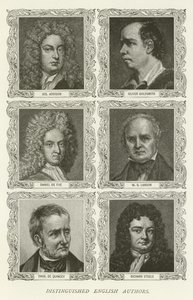 Berühmte englische Autoren, Joseph Addison, Oliver Goldsmith, Daniel Defoe, W. S. Landor, Thomas De Quincey, Richard Steele von American School