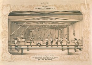 Dr. Richs Institut für Leibeserziehung, graviert und veröffentlicht von Wm. Endicott & Co, New York, 1850 von American School