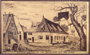 Niederländisches Häuschen in der Beaver Street im Jahr 1679, ca. 1853 von American School