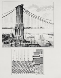 Aufriss eines Turms der Brooklyn Bridge, New York