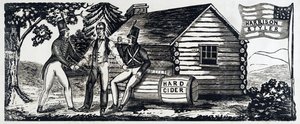 Emblem für die Harrison & Tyler Präsidentschaftskampagne 1840, veröffentlicht 1840 von American School