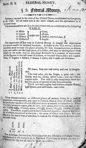 Bundesgeld, Seite aus The Scholars Arithmetic 6. Ausgabe, von Daniel Adams, veröffentlicht von N.H. Keene, 1810 von American School