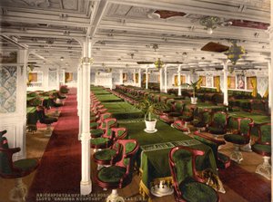 Erste Klasse Speisesaal auf Grosser Kurfürst, veröffentlicht ca. 1899 von American School