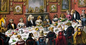 Formelles Abendessen für Hunde von American School