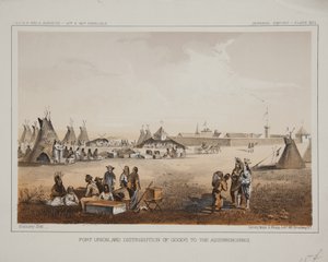 Fort Union und Verteilung von Waren an die Assinniboines von American School
