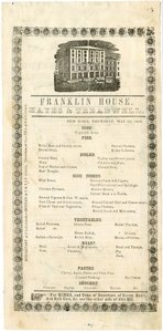 Franklin House Menü für den 23. Mai 1844, 1844