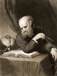 Galileo mit Kompass und Diagrammen, ca. 1880