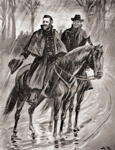 General Grant bei der Erkundung im Regen in Belmont, Missouri, vor der Schlacht 1861, aus 
