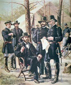 General Ulysses Simpson Grant, Kommandant der Unionsstreitkräfte in der Schlacht von Shiloh, 6.-7. April 1862 von American School