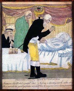 George Washington in seiner letzten Krankheit, betreut von den Ärzten Craik und Brown, 1799