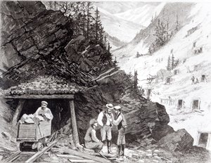 Gold- und Silberbergbau, Colorado - Ein durchlöcherter Berg, nach einer Zeichnung von Frenzeny und Tavernier