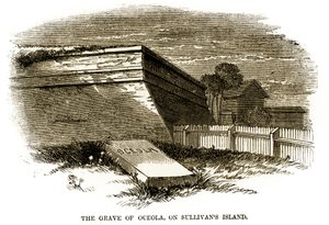 Grab des Seminolen-Häuptlings Osceola, wie es 1860 neben dem nordwestlichen Bastion von Fort Moultrie erschien, kurz vor dem amerikanischen Bürgerkrieg von American School