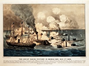 Großer Seesieg in der Mobile Bay, 5. August 1864, veröffentlicht 1864 von American School