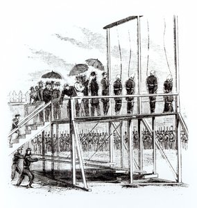 Hinrichtung der Verschwörer des Lincoln-Attentats, 7. Juli 1865 von American School