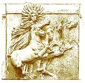 Helios auf seinem Wagen, Illustration aus Geschichte Griechenlands von Victor Duruy, veröffentlicht 1890 von American School