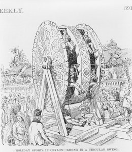 Feiertagssport in Ceylon, Reiten in einem Rundrad, ca. 1893 von American School