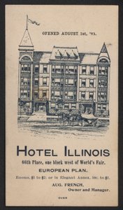 Hotel-Handelskarte (farbige Gravur) von American School