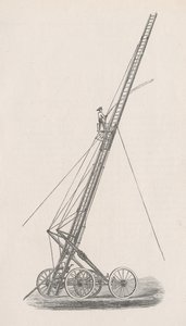 Illustration des Schlauchaufzugs und Wagens Nr. 1 aus dem Bericht des Polizeivorstands der Feuerwehr an den Stadtrat von Chicago, S. 70., 1872 von American School