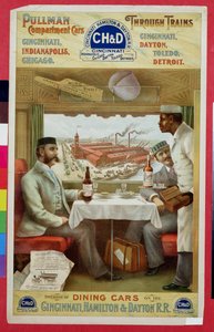 Innenraum der Speisewagen der Cincinnati, Hamilton und Dayton Eisenbahn von American School