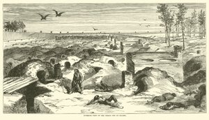 Innenansicht des Gefängnishofs in Millen, November 1864 von American School