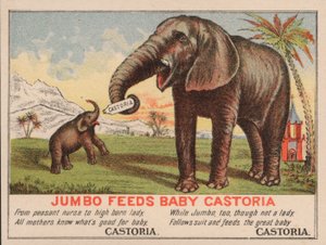 Jumbo füttert Baby Castoria, Werbung für Fletcher
