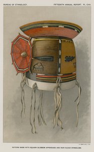 Katcina Maske mit Kürbisblütenanhang und Regenwolken-Symbolik