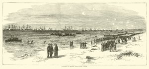 Landung der Truppen oberhalb von Fort Fisher, Januar 1865 von American School