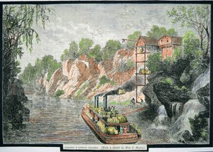 Beladen des Dampfschiffs mit Baumwollballen von einer Plantage, um 1860 von American School