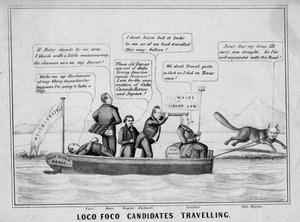 Loco Foco Kandidaten reisen auf dem Kanalsystem, veröffentlicht von J Childs, New York, ca. 1848 von American School