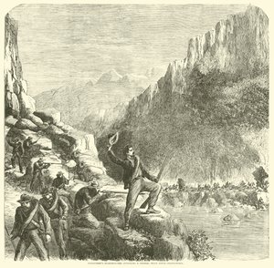 Longstreets Scharfschützen greifen einen Bundeszug oberhalb von Chattanooga an, Oktober 1863 von American School