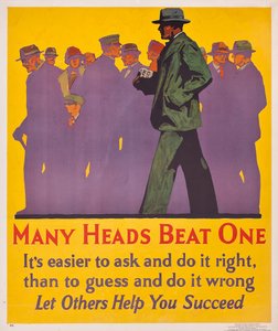 Viele Köpfe schlagen einen; ein Arbeitsanreizplakat von 1929 von American School