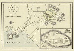 Karte von Athen und seiner Umgebung; Die Akropolis